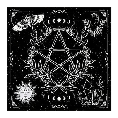 Moon Phase Pentacle Wicca Altar Cloth Pagan Tablecloth For Rituals, Tarot Reading & Home Decor-MoonChildWorld