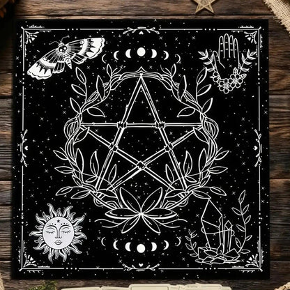 Moon Phase Pentacle Wicca Altar Cloth Pagan Tablecloth For Rituals, Tarot Reading & Home Decor-MoonChildWorld