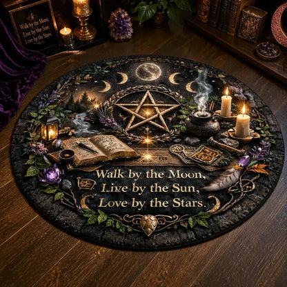 Moon Phase Pentacle Wiccan Round Rug Witchcraft Carpet Witch Home Decor_mockup_3.webp
