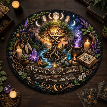Moon Phase Tree of Life Pagan Round Rug Wicca Spirit Tree Carpet Witchy Home Decor_mockup_2.webp