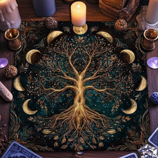 Moon Phase Tree of Life Pagan Tarot Altar Cloth-MoonChildWorld