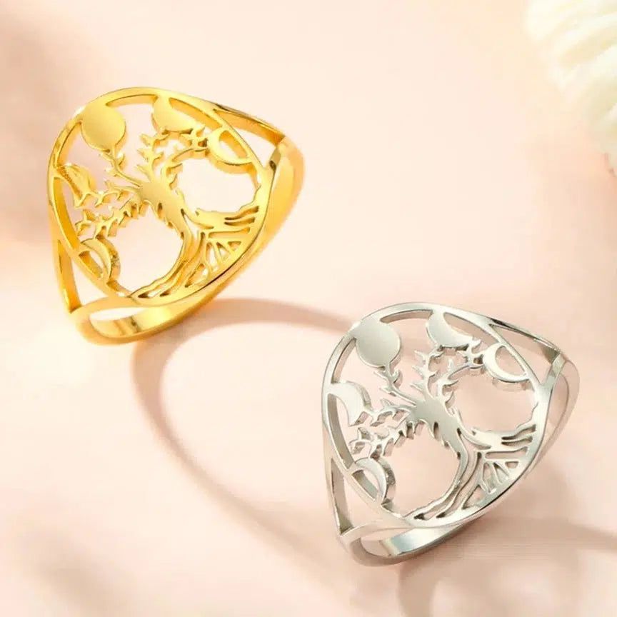 Moon Phase Tree of Life Ring Wiccan Pagan Jewelry-MoonChildWorld