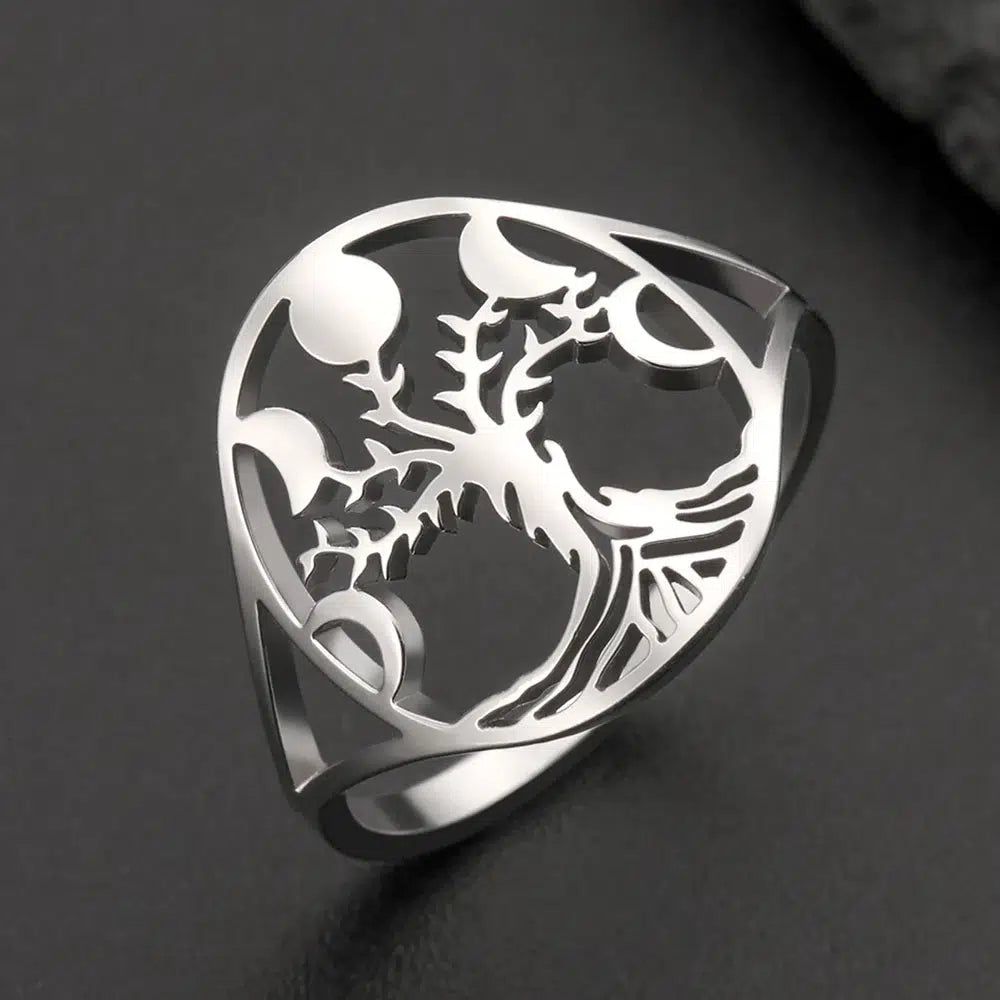Moon Phase Tree of Life Ring Wiccan Pagan Jewelry-MoonChildWorld