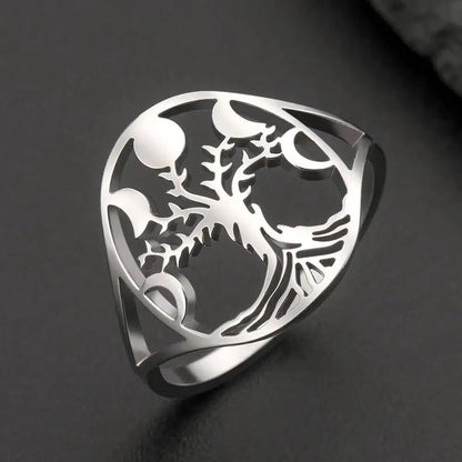 Moon Phase Tree of Life Ring Wiccan Pagan Jewelry-MoonChildWorld