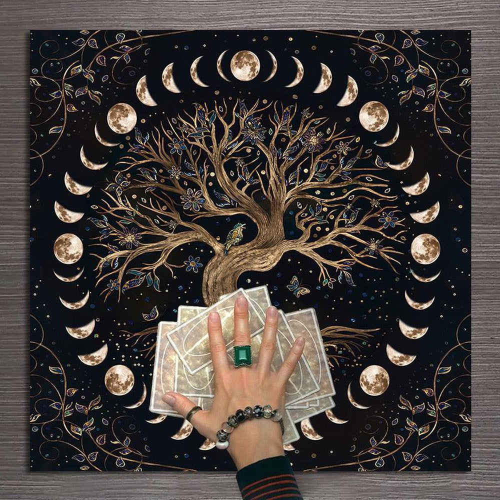 Moon Phase Tree of Life Tablecloth Pagan Altar Cloth-MoonChildWorld