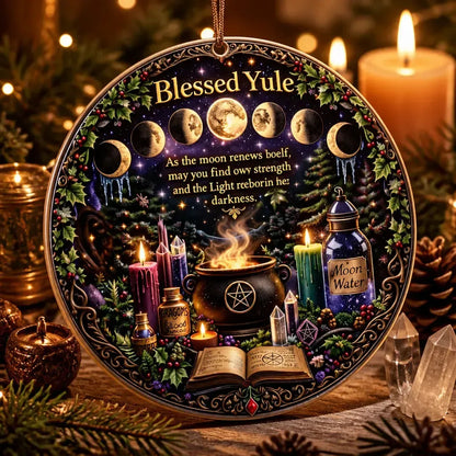 Moon Phase Triple Moon Christmas Ceramic Ornament for Witch & Wiccan – Pagan Yule Ornament_mockup_2.webp