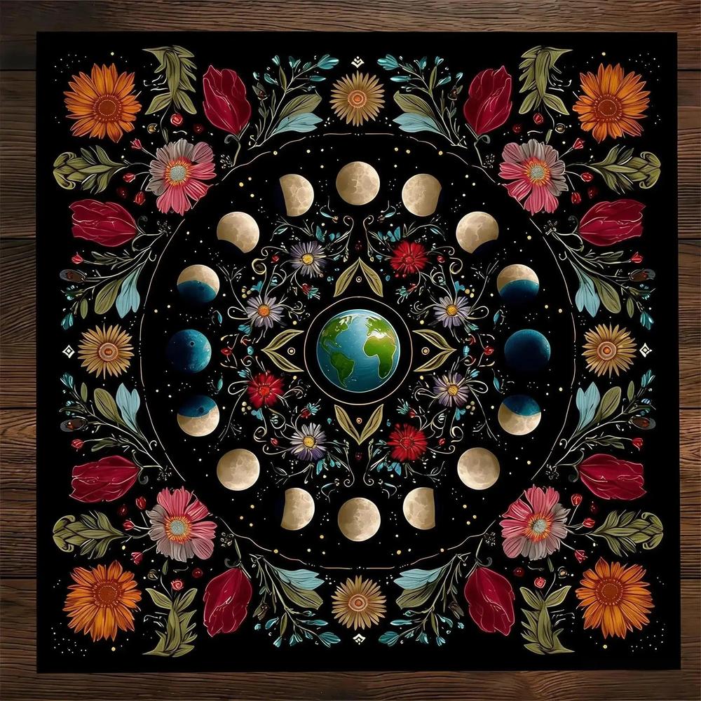 Moon Phase Wicca Altar Cloth - Witchcraft Tarot Tablecloth for Reading Divination Pagan Home Decor-MoonChildWorld