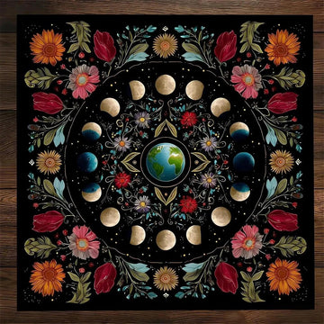 Moon Phase Wicca Altar Cloth - Witchcraft Tarot Tablecloth for Reading Divination Pagan Home Decor-MoonChildWorld