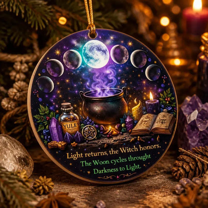 Moon Phase Wicca Pagan Yule Ceramic Ornament – Christmas Tree Decor_mockup_2.webp