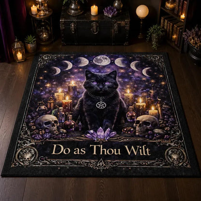 Moon Phases Black Cat Witchy Area Rug – Wicca Pagan Carpet for Spiritual Decor_mockup_2.webp