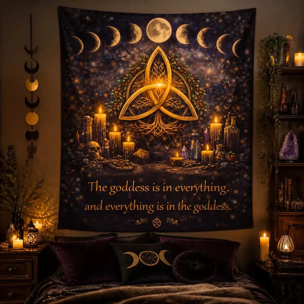 Moon Phases & Celtic Knot Triquetra Pagan Yule Tapestry_mockup_1.webp