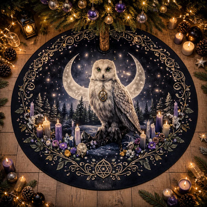Moon Phases Celtic Owl Yule Tree Skirt – Pagan Witchy Gothic Decor_mockup_1.webp
