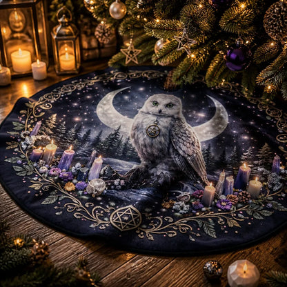 Moon Phases Celtic Owl Yule Tree Skirt – Pagan Witchy Gothic Decor_mockup_3.webp