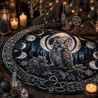 Moon Phases Celtic Snow Yule Tree Skirt – Pagan Witchy Gothic Decor_mockup_3.webp
