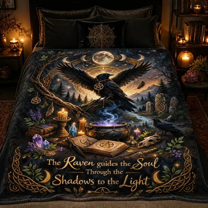 Moon Phases & Dark Crow Witchy Blanket - Wiccan Raven Gothic Blanket for Witch Home Decor_mockup_2.webp