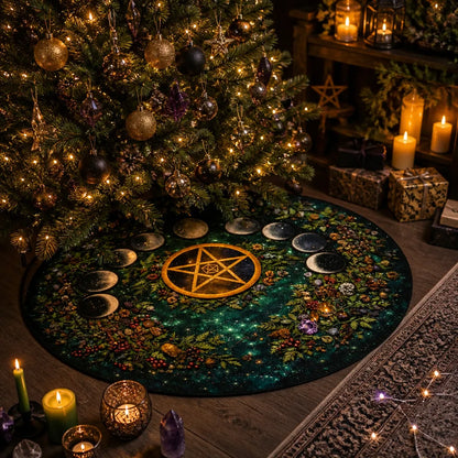 Moon Phases Lunar Yule Tree Skirt – Pagan Witchy Gothic Decor_mockup_2.webp