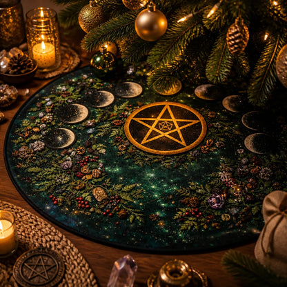 Moon Phases Lunar Yule Tree Skirt – Pagan Witchy Gothic Decor_mockup_3.webp
