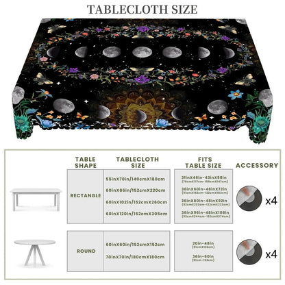 Moon Phases Tablecloth Wicca Pagan Home Decor-MoonChildWorld