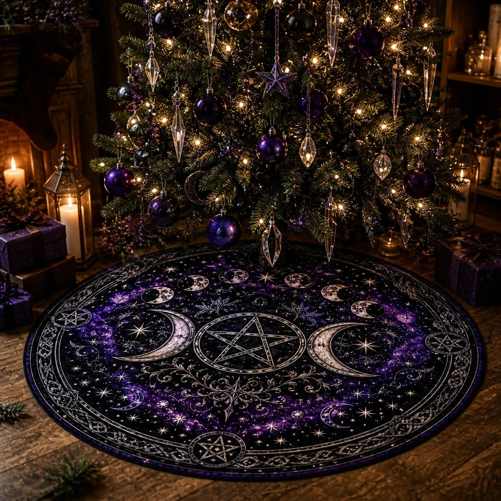 Moon Phases Triple Moon Yule Tree Skirt – Pagan Witch Gothic Decor_mockup_2.webp