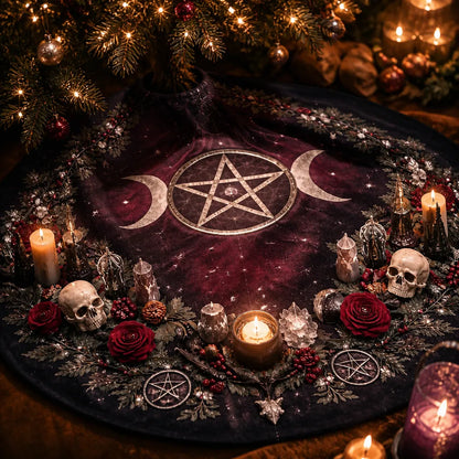 Moon Phases Triple Moon Yule Tree Skirt – Pagan Witch Gothic Decor_mockup_3.webp