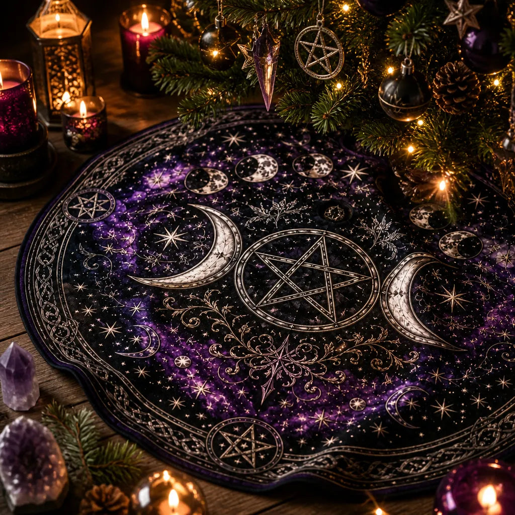 Moon Phases Triple Moon Yule Tree Skirt – Pagan Witch Gothic Decor_mockup_3.webp