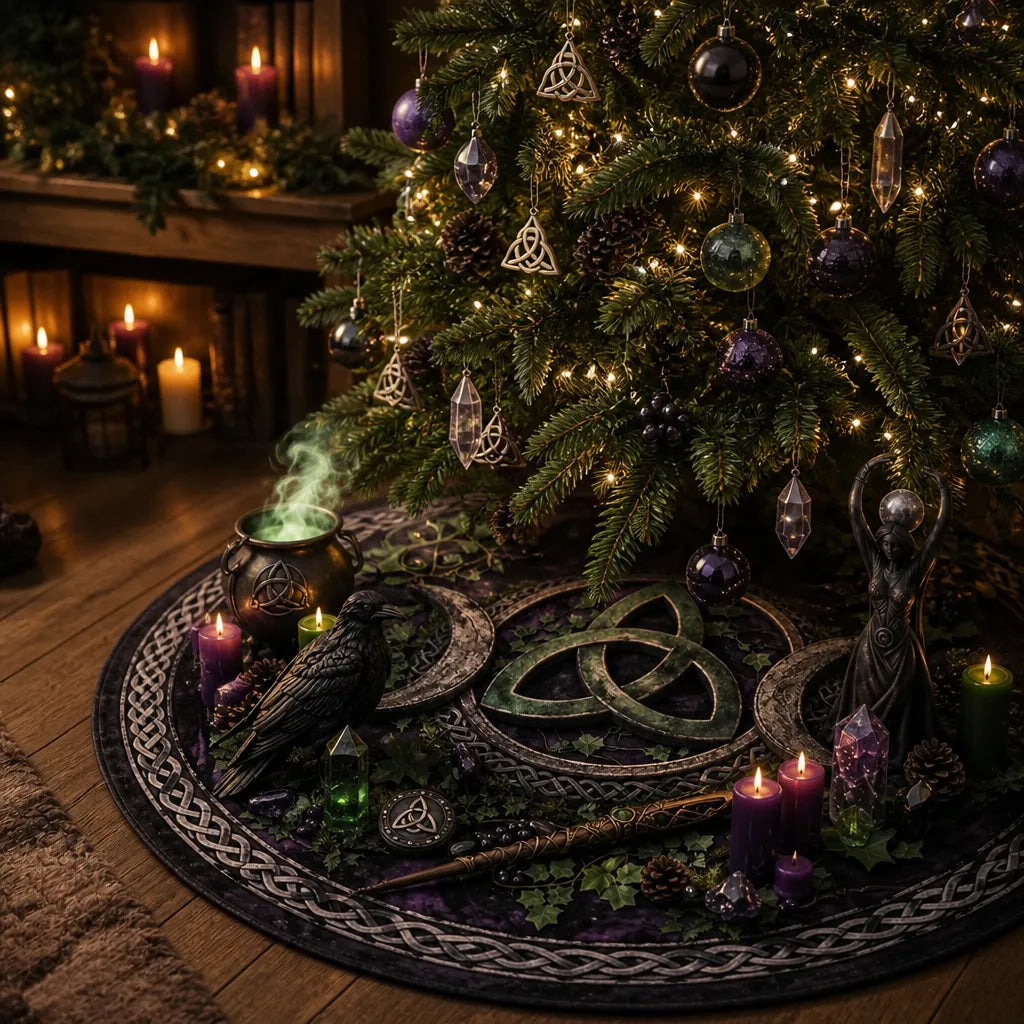 Moon Phases Triple Moon Yule Tree Skirt – Pagan Witchy Gothic Decor_mockup_2.webp