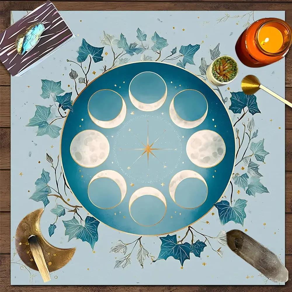 Moon Phases Wicca Altar Cloth Moon Cycle Tarot Tablecloth for Reading Divination Pagan Home Decor-MoonChildWorld