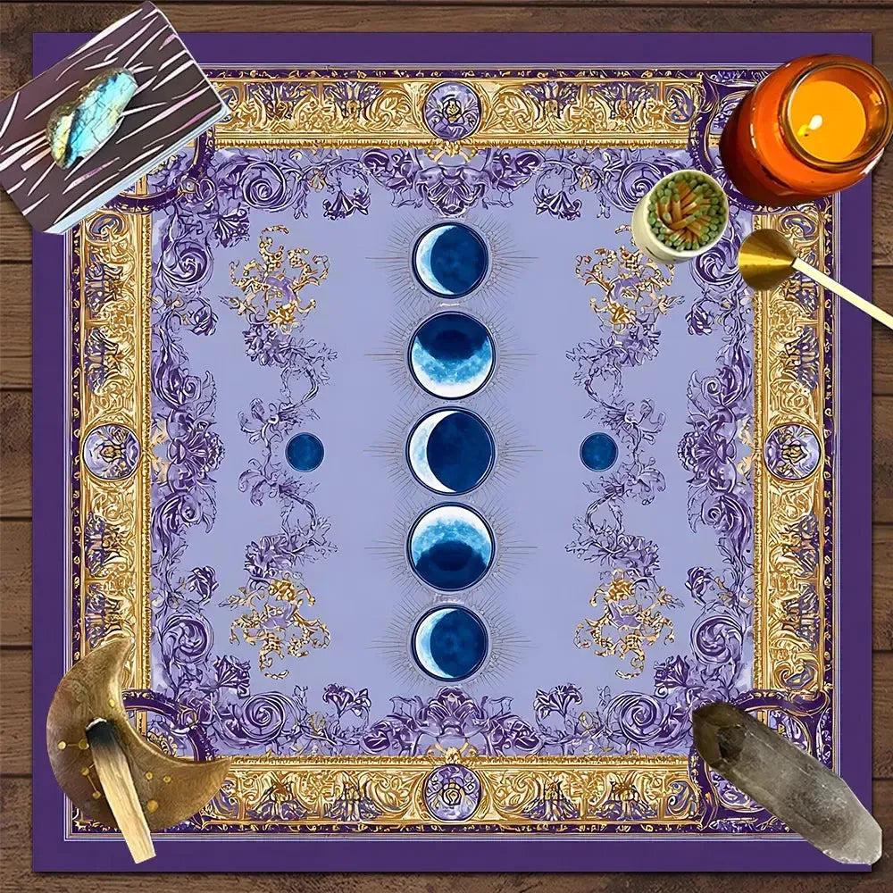 Moon Phases Wicca Altar Cloth Moon Cycle Tarot Tablecloth for Reading Divination Pagan Home Decor-MoonChildWorld