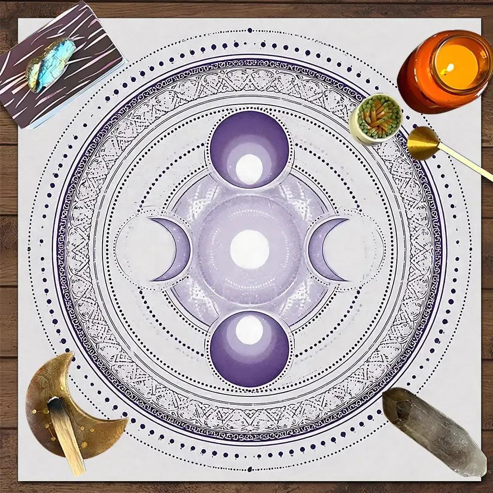 Moon Phases Wicca Altar Cloth Moon Cycle Tarot Tablecloth for Reading Divination Pagan Home Decor-MoonChildWorld