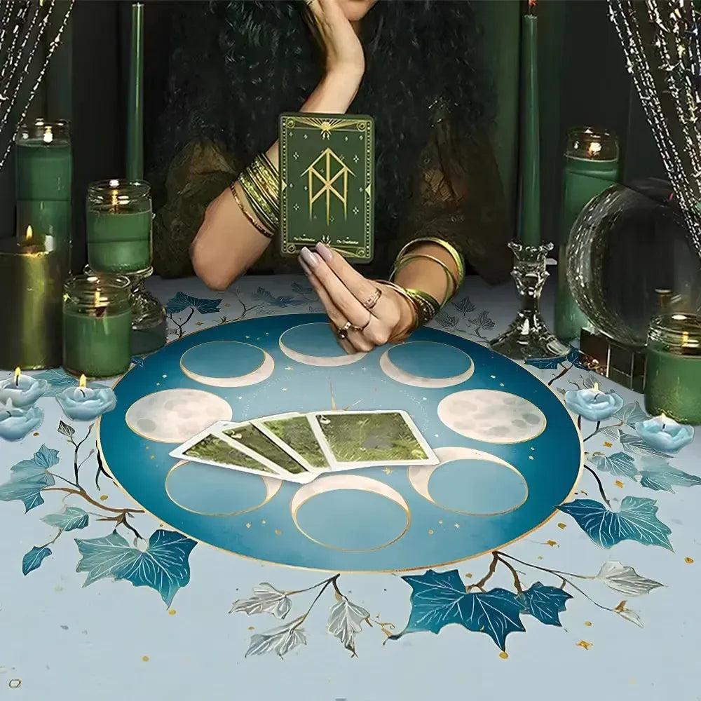 Moon Phases Wicca Altar Cloth Moon Cycle Tarot Tablecloth for Reading Divination Pagan Home Decor-MoonChildWorld