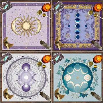 Moon Phases Wicca Altar Cloth Moon Cycle Tarot Tablecloth for Reading Divination Pagan Home Decor-MoonChildWorld