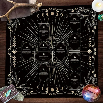 Moon Phases Wicca Altar Cloth Witch Tarot Tablecloth Lunar Moon Tarot Mat for Pagan Ritual Supplies-MoonChildWorld
