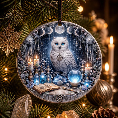 Moon Phases Winter Owl Wicca Yule Ceramic Ornament – Pagan Christmas Tree Decor_mockup_1.webp