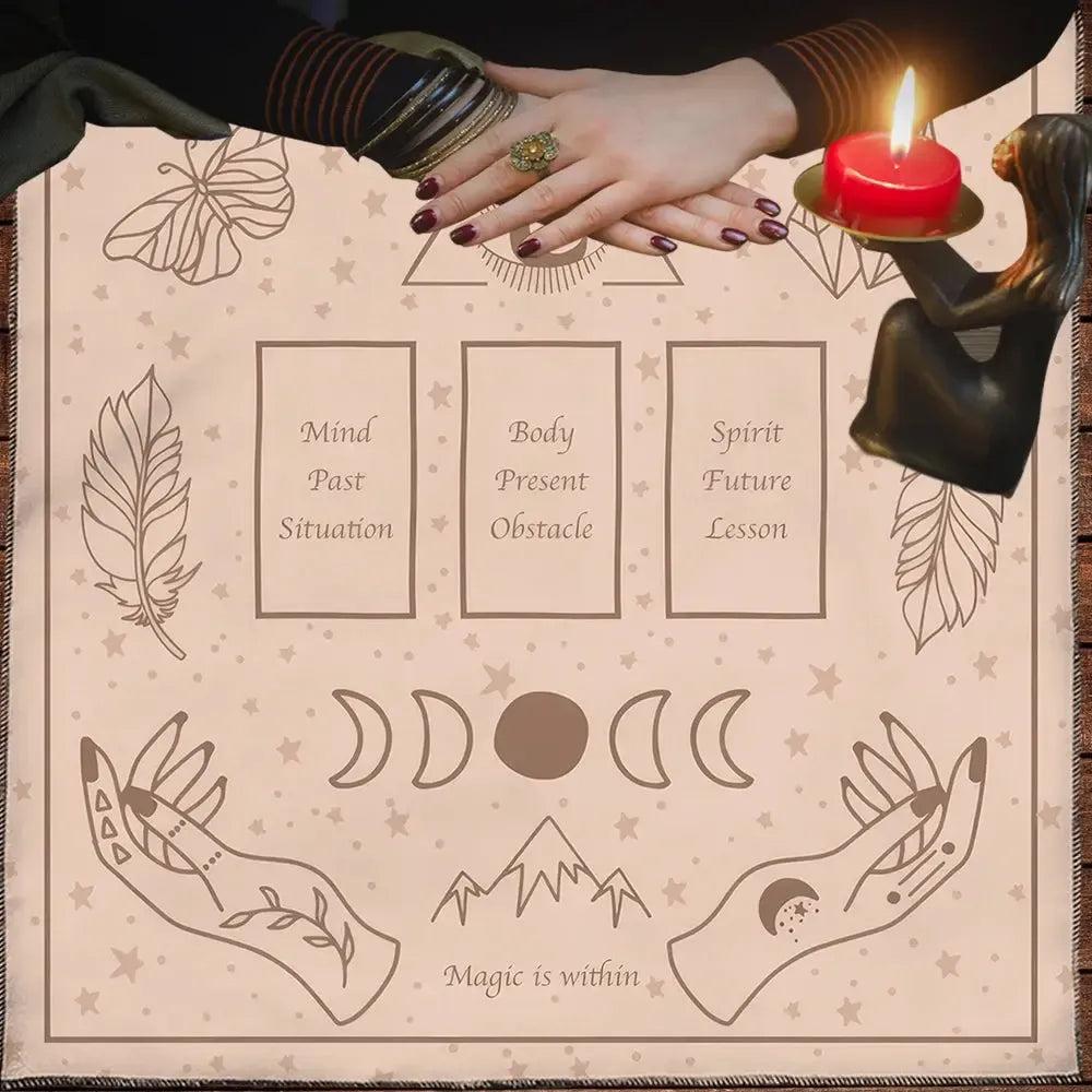 Moon Phases Witchy Hand Altar Cloth - Wicca Tablecloth For Tarot Reading Wiccan Altar Decor-MoonChildWorld