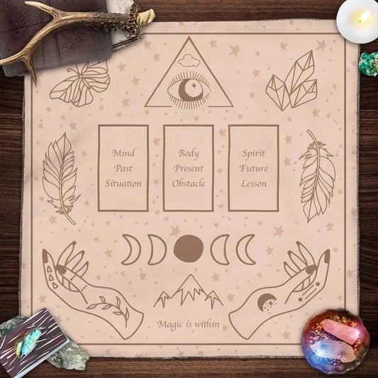 Moon Phases Witchy Hand Altar Cloth - Wicca Tablecloth For Tarot Reading Wiccan Altar Decor-MoonChildWorld