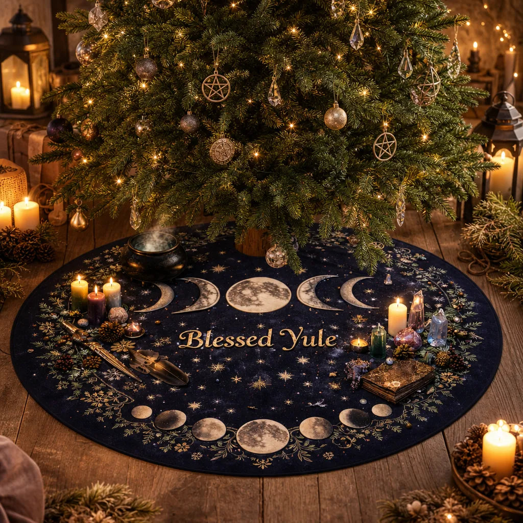 Moon Phases Yule Tree Skirt – Pagan Witch Gothic Decor_mockup_1.webp