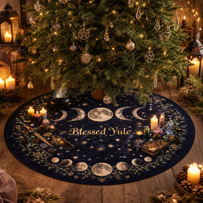 Moon Phases Yule Tree Skirt – Pagan Witch Gothic Decor_mockup_1.webp