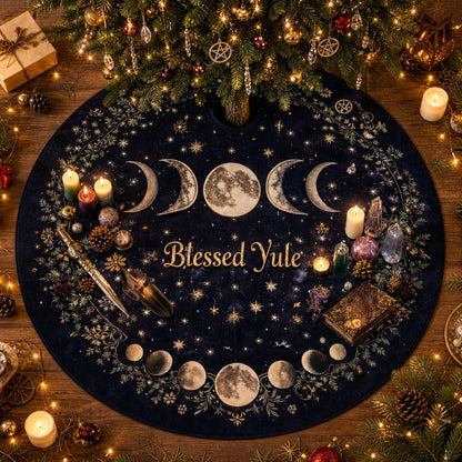 Moon Phases Yule Tree Skirt – Pagan Witch Gothic Decor_mockup_2.webp