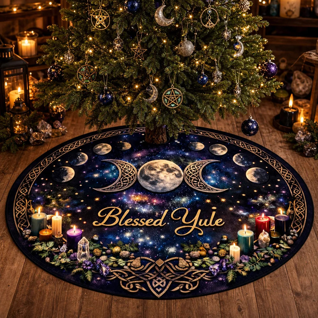 Moon Phases Yule Tree Skirt – Pagan Witchy Gothic Decor_mockup_1.webp