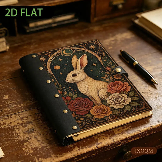 Moon Rabbit Floral Grimoire Binder - moon rabbit journal - MoonChildWorld