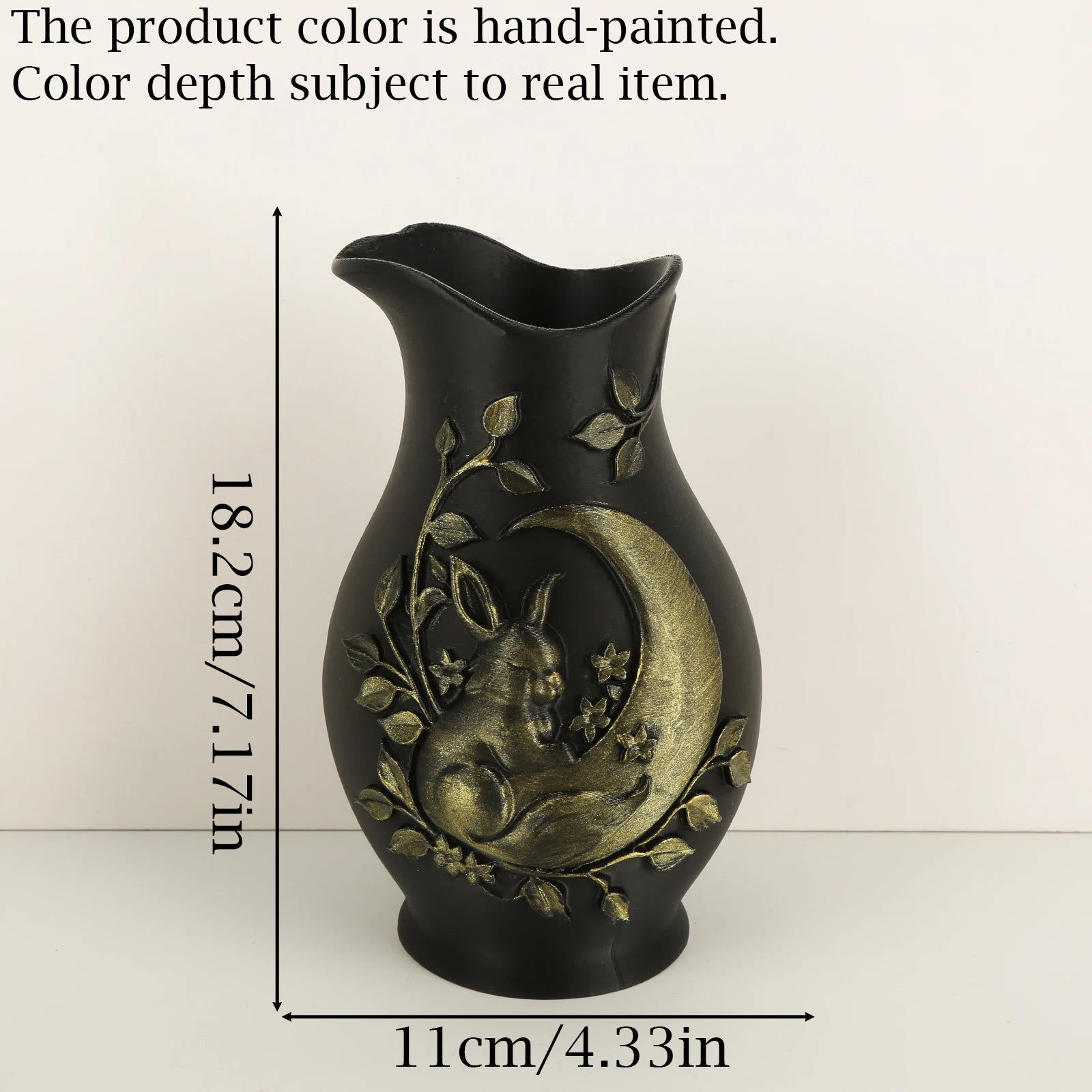 Moon Rabbit Relief Vase Gothic Resin Tabletop Flower Container-MoonChildWorld