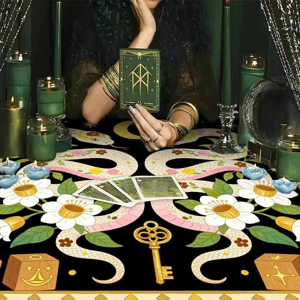 Moon Snake Witchy Altar Cloth Wicca Tablecloth For Rituals, Tarot Reading & Home Decor-MoonChildWorld