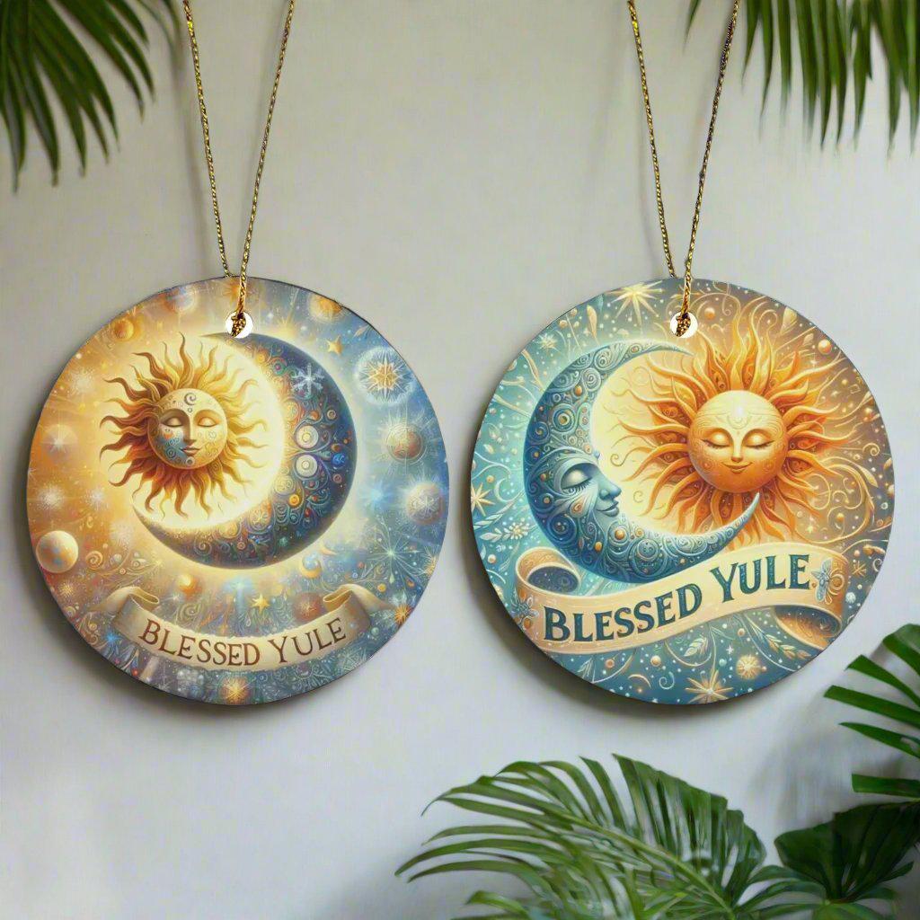 Moon Sun Ceramic Christmas Ornament for Yule Tree Decorations-MoonChildWorld