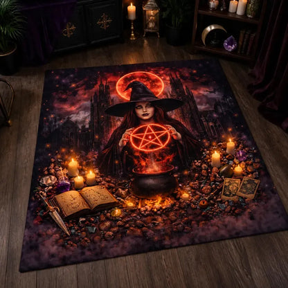 Moon Witch Area Rug – Spooky Gothic Witch Carpet for Halloween Decor_mockup_2.webp