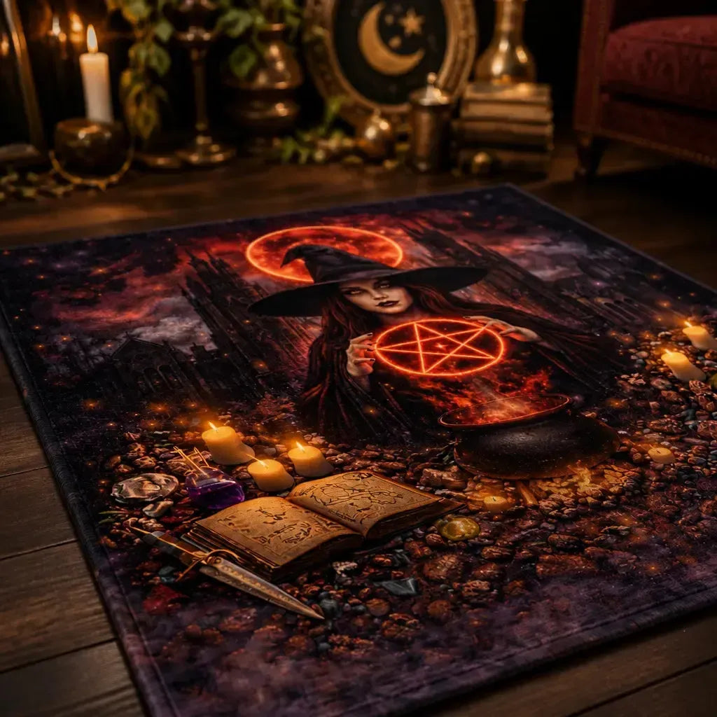 Moon Witch Area Rug – Spooky Gothic Witch Carpet for Halloween Decor_mockup_3.webp