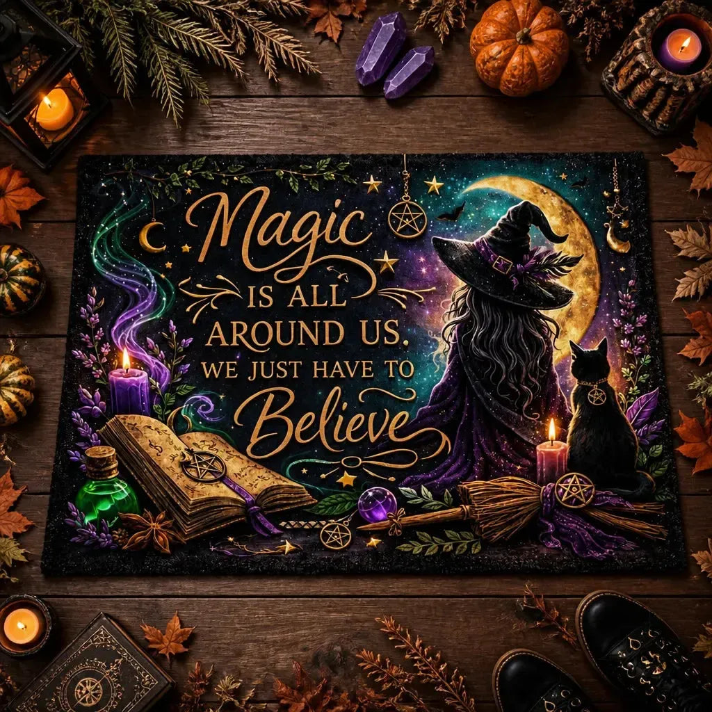 Moon Witch & Black Cat Doormat – Wicca Welcome Mat for Mystical Entryway_mockup_3.webp