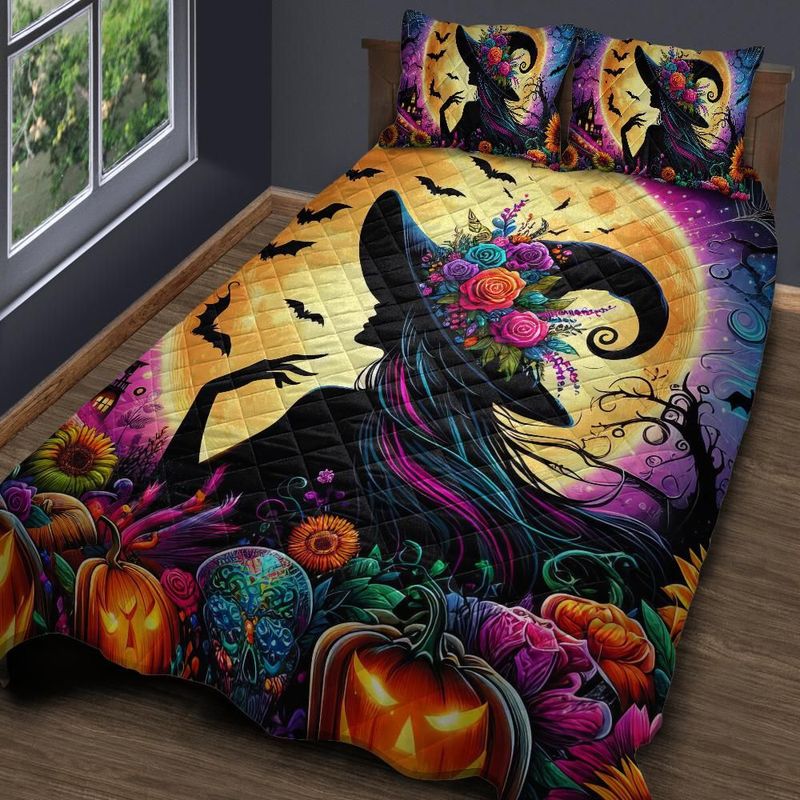 Moon Witch Quilt Bedding Set Halloween Home Decor-MoonChildWorld