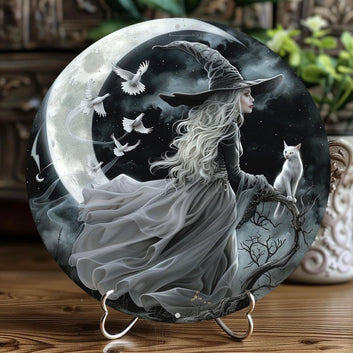 Moon Witch Wall Art Mystic Metal Sign For Halloween Witchy Wall Decor-MoonChildWorld