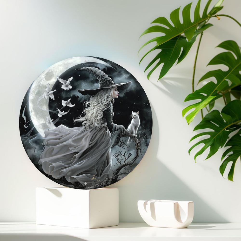 Moon Witch Wall Art Mystic Metal Sign For Halloween Witchy Wall Decor-MoonChildWorld