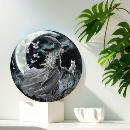 Moon Witch Wall Art Mystic Metal Sign For Halloween Witchy Wall Decor-MoonChildWorld